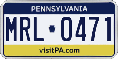 PA license plate MRL0471