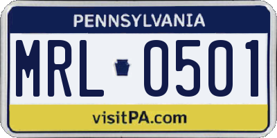 PA license plate MRL0501
