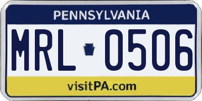 PA license plate MRL0506
