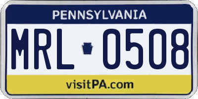 PA license plate MRL0508