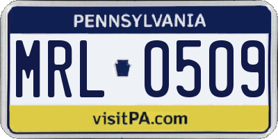 PA license plate MRL0509