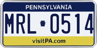 PA license plate MRL0514
