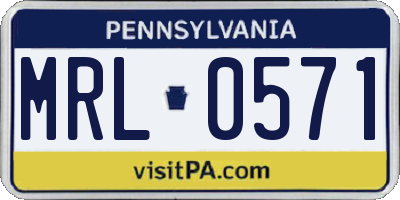 PA license plate MRL0571