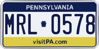 PA license plate MRL0578