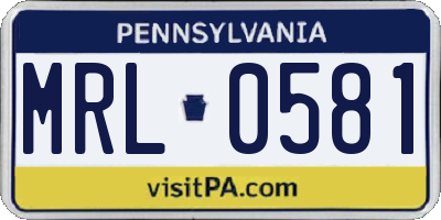 PA license plate MRL0581