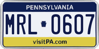 PA license plate MRL0607