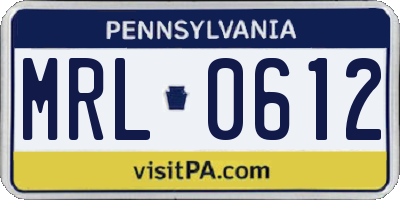 PA license plate MRL0612