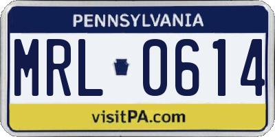 PA license plate MRL0614