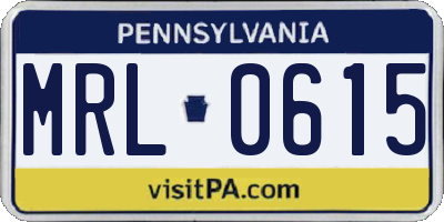 PA license plate MRL0615
