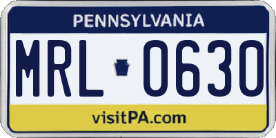 PA license plate MRL0630