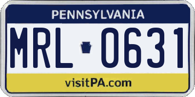 PA license plate MRL0631