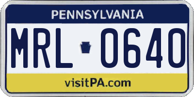 PA license plate MRL0640