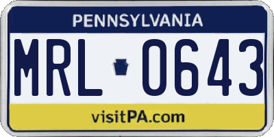 PA license plate MRL0643