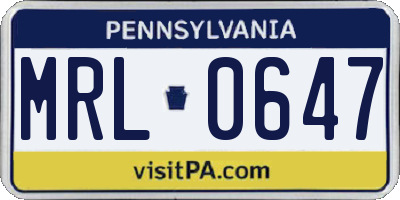 PA license plate MRL0647
