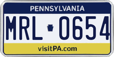 PA license plate MRL0654