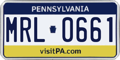 PA license plate MRL0661