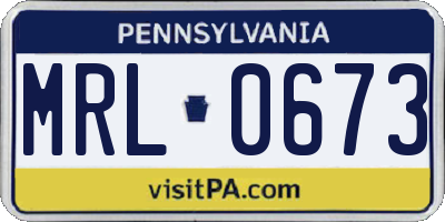 PA license plate MRL0673