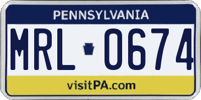 PA license plate MRL0674