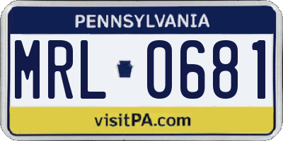 PA license plate MRL0681