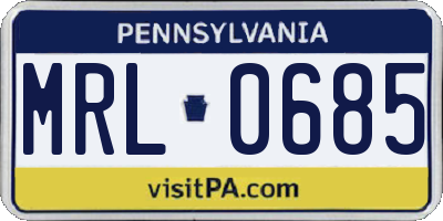 PA license plate MRL0685