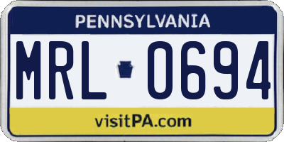 PA license plate MRL0694
