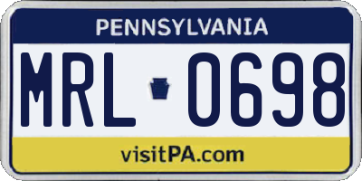 PA license plate MRL0698