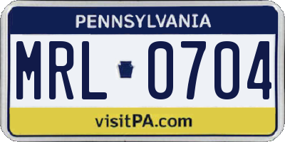 PA license plate MRL0704