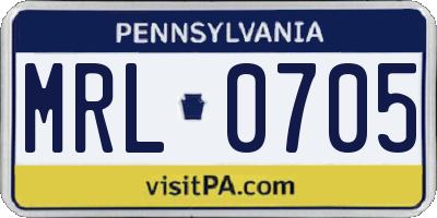 PA license plate MRL0705