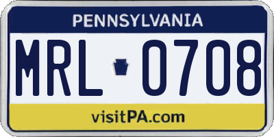 PA license plate MRL0708