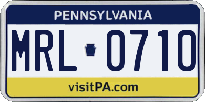 PA license plate MRL0710