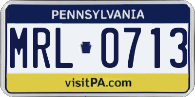 PA license plate MRL0713