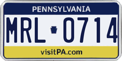 PA license plate MRL0714