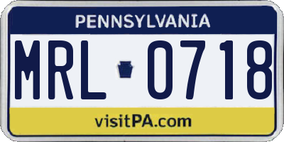 PA license plate MRL0718