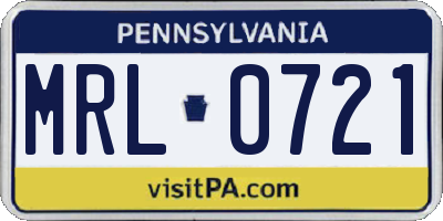 PA license plate MRL0721