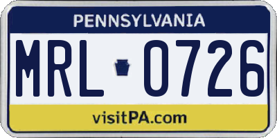 PA license plate MRL0726