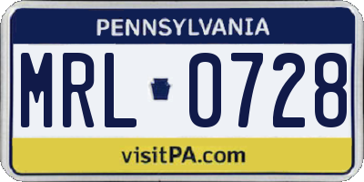 PA license plate MRL0728