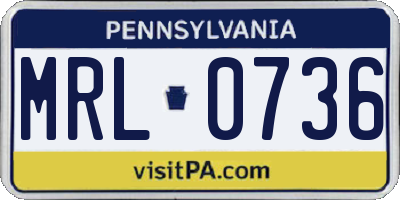 PA license plate MRL0736