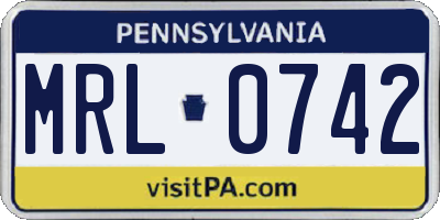 PA license plate MRL0742