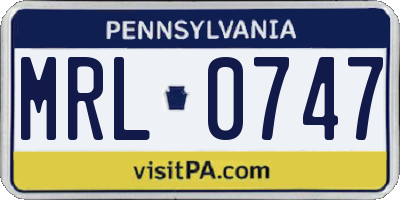 PA license plate MRL0747