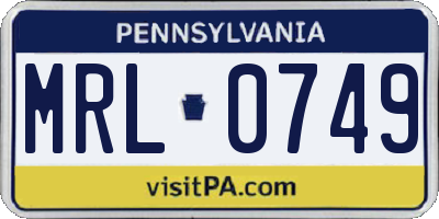 PA license plate MRL0749