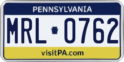 PA license plate MRL0762
