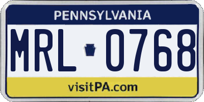 PA license plate MRL0768