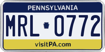 PA license plate MRL0772