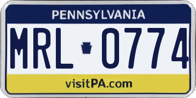 PA license plate MRL0774