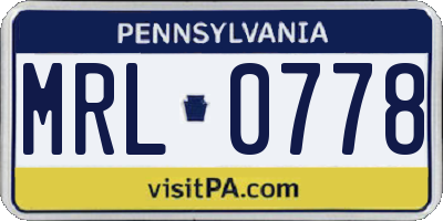 PA license plate MRL0778