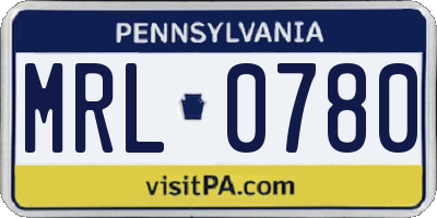 PA license plate MRL0780