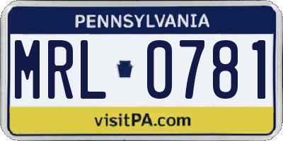 PA license plate MRL0781