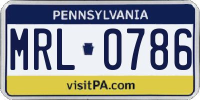 PA license plate MRL0786