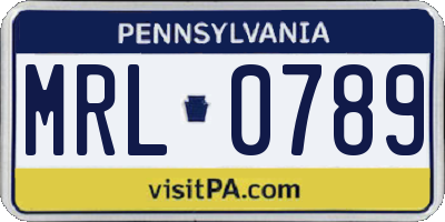 PA license plate MRL0789