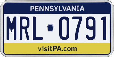 PA license plate MRL0791